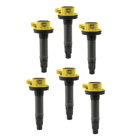 ACCEL Super Coils 140061-6 Ignition Coils, Super, Female/Socket, 2 Pin Coil Pack, Black, Yellow, Ford, Lincoln, Non-Ecoboost, Set of 6