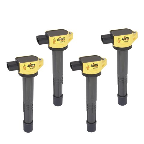 ACCEL Super Coils 140311-4 Ignition Coil, Coil, Coil Pack Style, Socket, Round, Epoxy, Yellow, for use on Acura®, Honda®, Set of 4