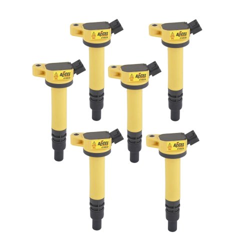 ACCEL Super Coils 140630-6 Ignition Coil, Coil, Coil Pack Style, Socket, Round, Epoxy, Yellow, Lexus, Toyota, Set of 6