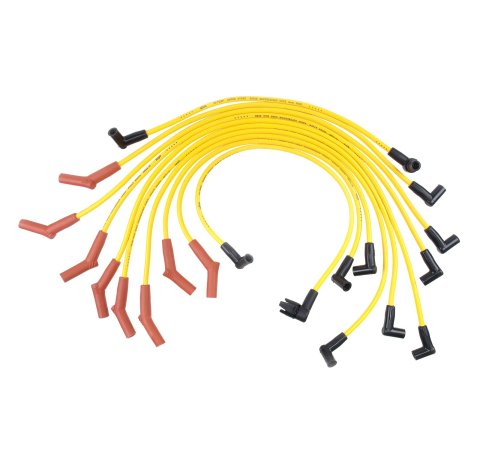 ACCEL SuperStock 4000 Series Spark Plug Wire Sets 4056 Wires, SuperStock, RFI Suppression, Spiral Core, 8mm, Yellow, Stock Boots (Orange/Black), Ford, Lincoln, Mercury, V8, Set