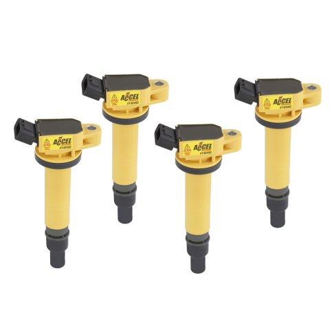 ACCEL Super Coils 140495-4 Ignition Coil, Super, Coil Pack Style, Socket, Epoxy, Round, Yellow, Scion, Toyota, Set of 4