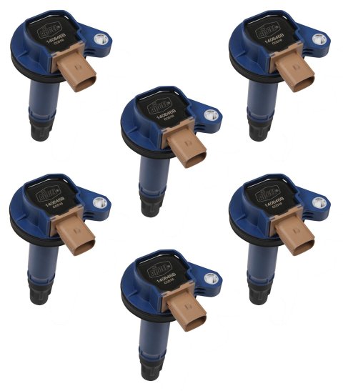 ACCEL Super Coils 140646B-6 Ignition Coils, Super, Coil Pack Style, Female/Socket, Epoxy, Blue, Square, Ford, Set of 6