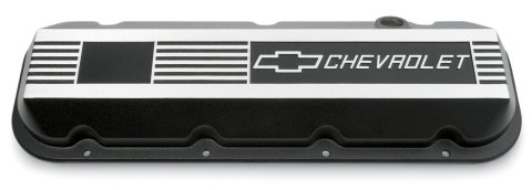 Chevrolet Performance Diecast Aluminum Valve Covers 12495488 Covers, Stock Height, Cast Aluminum, Black Wrinkle, Logo, Chevy, Big Block, Pair