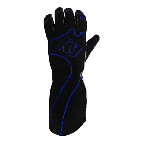 K1 RaceGear RS1 Karting Gloves 13-RS1-B-XS Driving Gloves, Gloves, One Layer, Polyester/Leather, Black/Blue, X-Small, Pair
