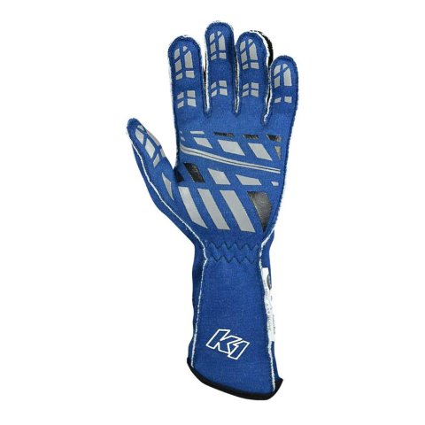 K1 RaceGear Track 1 Gloves 23-TR1-B-L Driving Gloves, Gloves, Two Layers, Nomex®, Blue/White, SFI 3.3/5, Large, Pair