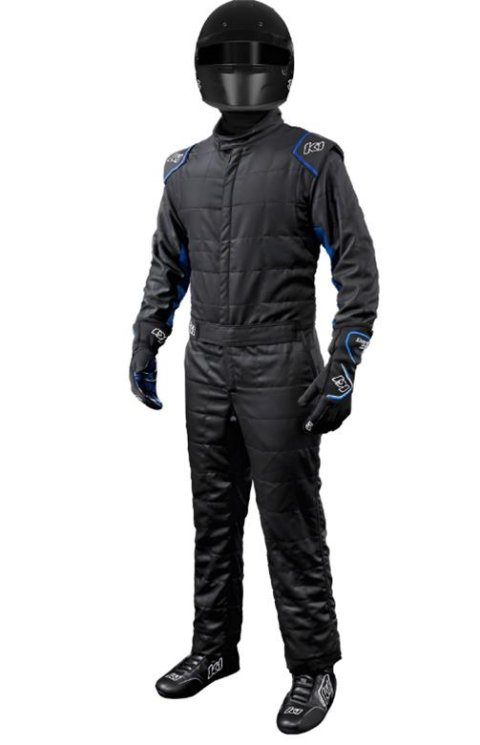 K1 RaceGear Outlaw Racing Suits 20-OTL-NB-XL Driving Suits, Suits, SFI 3.2A/5, One-piece, Multi-Layer, Nomex, Black/Blue, Men's X-Large, Each
