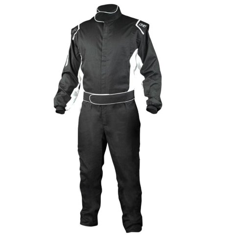 K1 RaceGear Challenger Driving Suits 20-CHL-NW-ML Suits, Challenger, One-piece, One Layer, Fire-retardant Cotton, Black with White Stripe, SFI 3.2A/1, Men's Medium/Large, Each