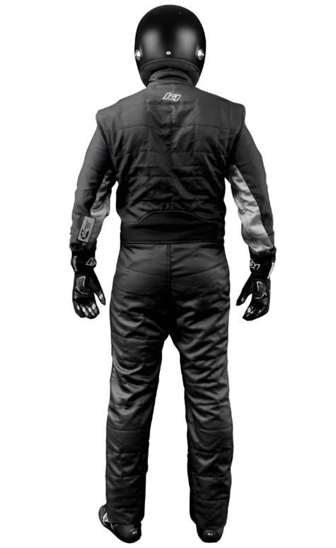K1 RaceGear Outlaw Racing Suits 20-OTL-NG-M Driving Suits, Suits, SFI 3.2A/5, One-piece, Multi-Layer, Nomex, Black/Gray, Men's Medium, Each