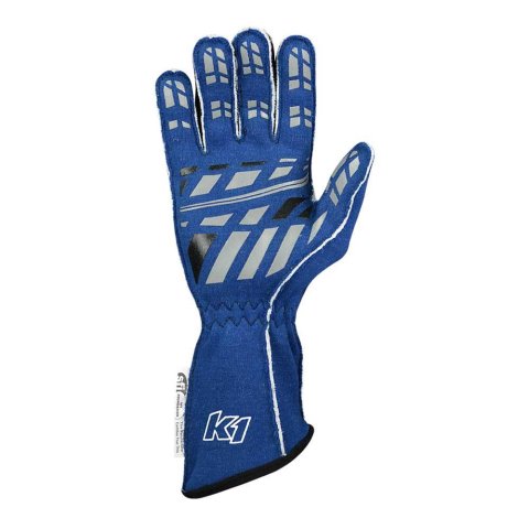 K1 RaceGear Track 1 Gloves 23-TR1-B-4XS Driving Gloves, Gloves, Two Layers, Nomex®, Blue/White, SFI 3.3/5, Youth 4X-Small, Pair
