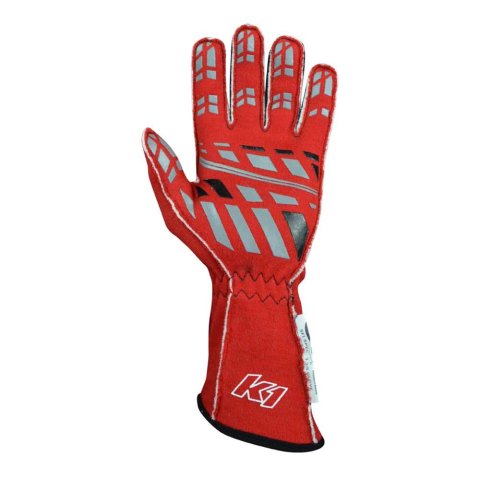 K1 RaceGear Track 1 Gloves 23-TR1-R-M Driving Gloves, Gloves, Two Layers, Nomex, Red/White, SFI 3.3/5, Medium, Pair