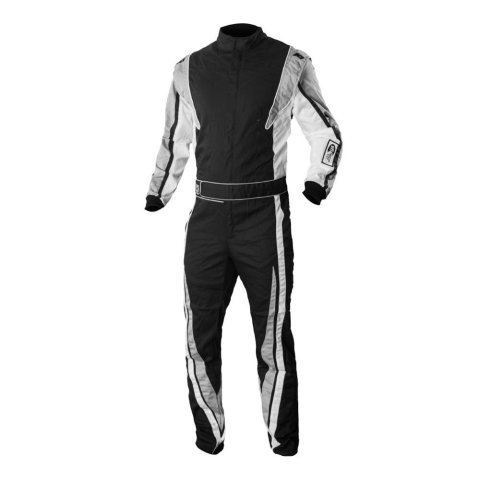 K1 RaceGear Victory Driving Suits 20-VIC-N-3XS Suits, Victory, One-piece, One Layer, Proban, Black/White/Gray, SFI 3.2A/1, Men's 3X-Small, Each
