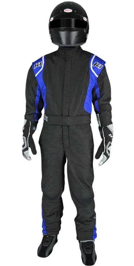 K1 RaceGear Precision II Driving Suits 20-PRY-NB-XS Suits, II, One-piece, Two Layers, Nomex, Black/Blue, SFI 5.0, Youth X-Small, Each