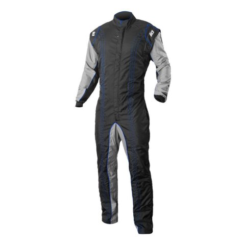 K1 RaceGear GK2 Karting Suits 10-GK2-B-6XS Driving Suit, Suit, One-piece, One Layer, Cotton/Polyester, Black/Gray with Blue Stripes, Men's 6X-Small, Each