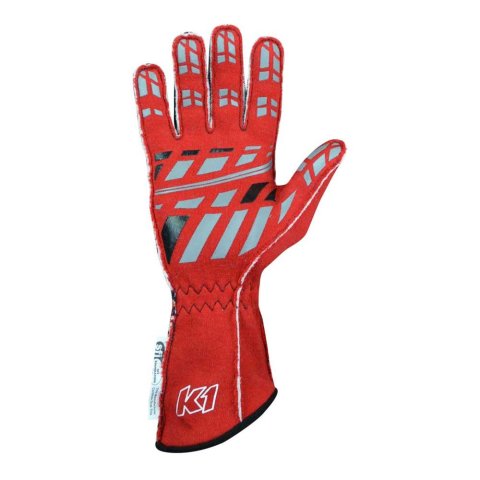K1 RaceGear Track 1 Gloves 23-TR1-R-2XS Driving Gloves, Gloves, Two Layers, Nomex, Red/White, SFI 3.3/5, Youth 2X-Small, Pair