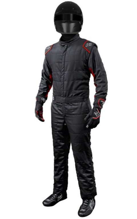 K1 RaceGear Outlaw Racing Suits 20-OTL-NR-L Driving Suits, Suits, SFI 3.2A/5, One-piece, Multi-Layer, Nomex, Black/Red, Men's Large, Each