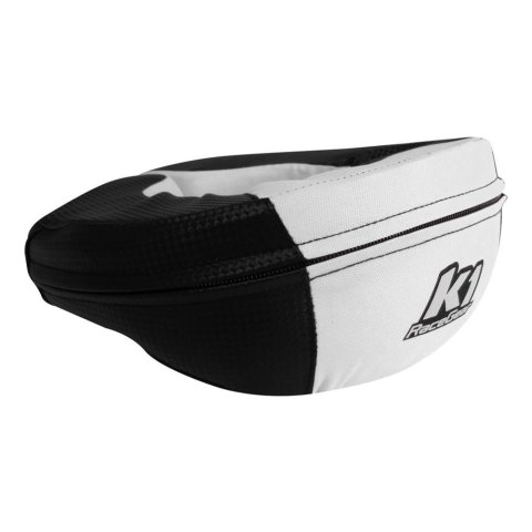 K1 RaceGear Carbon-Look Neck Braces 15-NEC-CAW-A Braces, Braces, 360 degree, Adjustable, Black/White, Adult Size, Each