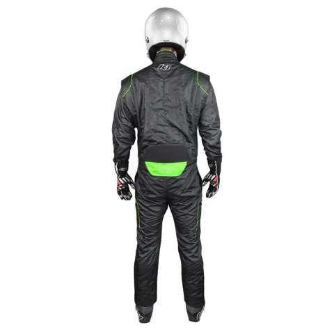 K1 RaceGear GT-2 Driving Suits 20-GT2-NV-XL Suits, GT-2, One-piece, Two Layers, Nomex, Black/Green Fluorescent, SFI 3.2A/5, Men's X-Large, Each
