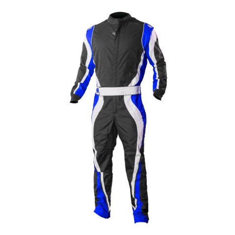 K1 RaceGear Speed 1 Driving Suits 10-SP1-B-6XS Suit, 1, One-piece, One Layer, Cotton/Polyester, Black/White/Blue, Men's 6X-Small, Each