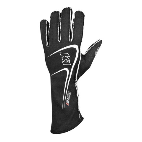 K1 RaceGear Track 1 Gloves 23-TR1-N-L Driving Gloves, Gloves, Two Layers, Nomex®, Black/White, SFI 3.3/5, Large, Pair