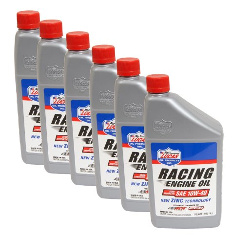 10w40 Lucas Racing-Only High Performance Motor Oil 10943 Racing Engine Oil, Semi-Synthetic, SAE 10W-40, Quart, Set of 6