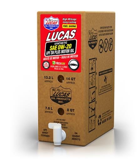 5w20 Lucas High Performance Synthetic Oil 18004 Engine Oil, 5W20, High-Mileage, Bag In A Box, 6 Gallon Bag, Each