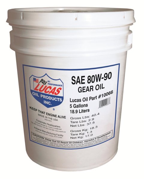 80W90 Lucas Heavy-Duty Plus Gear Oil 10066 Lube, Heavy Duty Plus, 80W90, 5-Gallon, Each