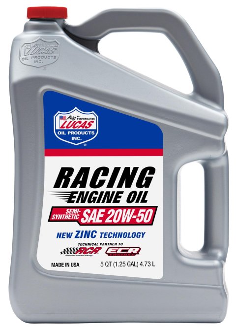 20w50 Lucas Racing-Only High Performance Motor Oil 10378 Engine Oil, Race Only, Semi-Synthetic, 20W50, 5 qts., Set of 3