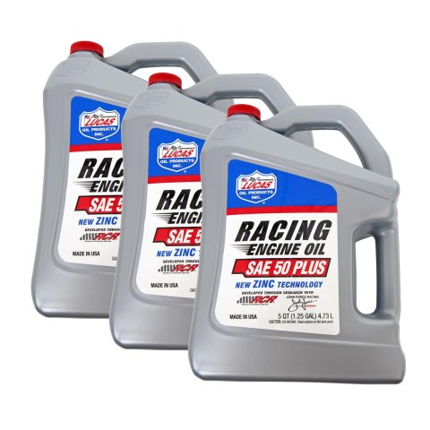 50 Lucas Plus Racing Oil 10347 Engine Oil, Racing, 50W, Mineral, 5 Quart Jug, Set of 3