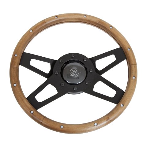Grant Challenger Steering Wheels 404 Wheel, Challenger, Steel/Black, Wood/Walnut, 4-Spoke, 13.5 in. Diameter, 3-Bolt Mount, Each