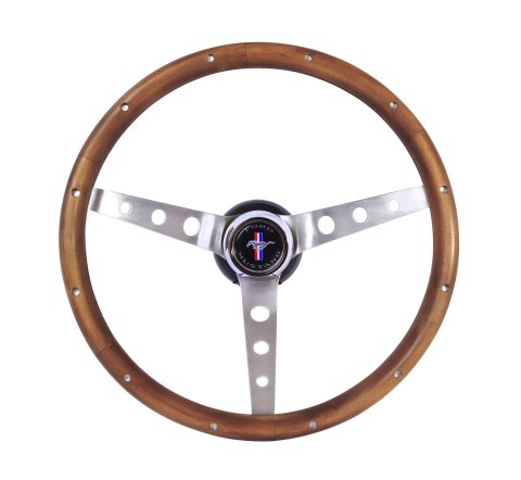 Grant Classic Nostalgia Steering Wheels 966 Wheel, Nostalgia, Mustang, Stainless Steel/Brushed, Wood/Walnut, 3-Spoke, 15 in. Diameter