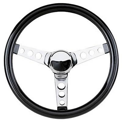 Grant Classic Cruisin' Steering Wheels 802 Wheel, Cruisin', Steel, Chrome, 3-Spoke, Vinyl, Black Grip, 12.5 in. Diameter, 3-Bolt, Each