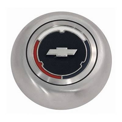 Grant Horn Buttons 5643 Button, Billet Aluminum, Polished, Challenger, Classic Series, Chevy Bowtie Emblem, Each