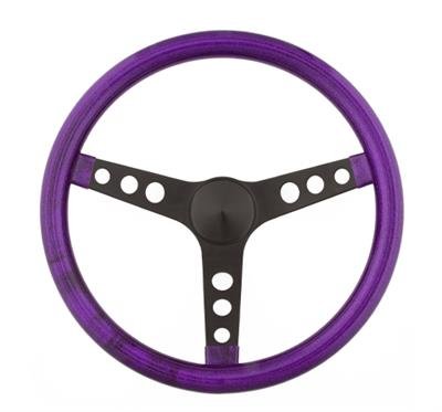 Grant Metal Flake Steering Wheels 8473 Wheel, Flake, 3-spoke, Purple Vinyl Grip, Black Powdercoated Steel Spokes, 15 in. Dia., 3-Bolt