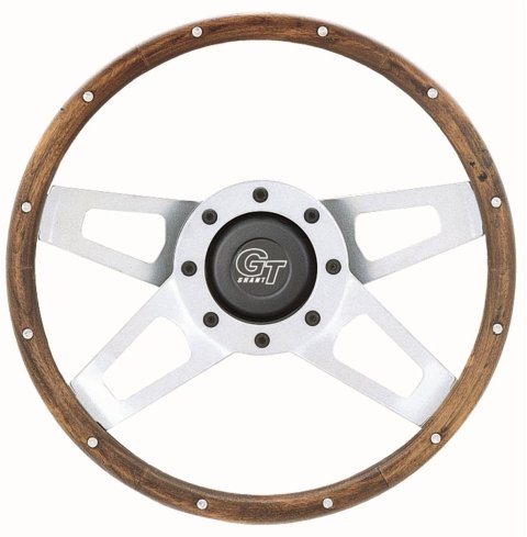 Grant Challenger Steering Wheels 405 Wheel, Challenger, Steel/Silver, Wood/Walnut, 4-Spoke, 13.5 in. Diameter, 3-Bolt Mount, Each