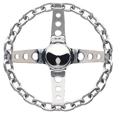 Grant Classic Chain Steering Wheels 740 Wheel, Chain, Steel/Chrome, 4-Spoke, 11 in. Diameter, 3-Bolt Mount, Each