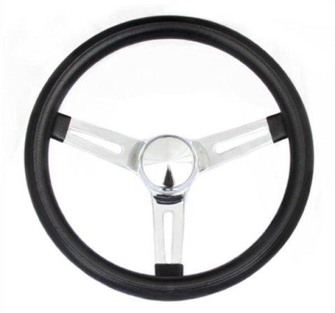 Grant Classic Vinyl Steering Wheels 8546 Wheel, Series,13.5 in. Diameter, 3.5 Dish, Black Grip, Chrome Spokes, 3 Bolt, Each