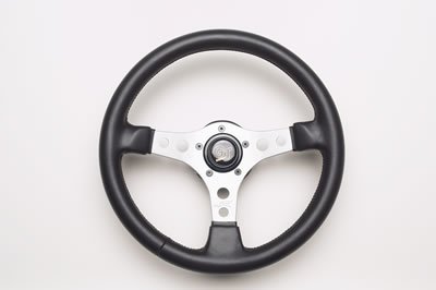 Grant Formula GT Steering Wheels 764 Wheel, GT, Aluminum, Silver, Vinyl/Black, 3-Spoke, 14 in. Diameter, 5-Bolt Mount, Each