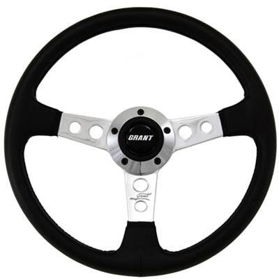 Grant Collector's Edition Steering Wheels 1139 Wheel, Edition, Aluminum, Polished, Leather/Black, 3-Spoke, 14 in. Diameter, 5-Bolt, Each