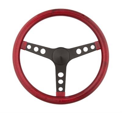 Grant Metal Flake Steering Wheels 8455 Wheel, Flake, 3-spoke, Red Vinyl Grip, Black Powdercoated Steel Spokes, 13.5 in. Dia., 3-Bolt