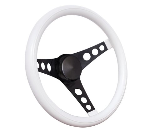 Grant Classic Foam Steering Wheels 334W Wheels, Series, 11.5 in. Diameter, Steel, Black Spoke, Grip, White, 3-Bolt Mount, with Horn Cap, Each