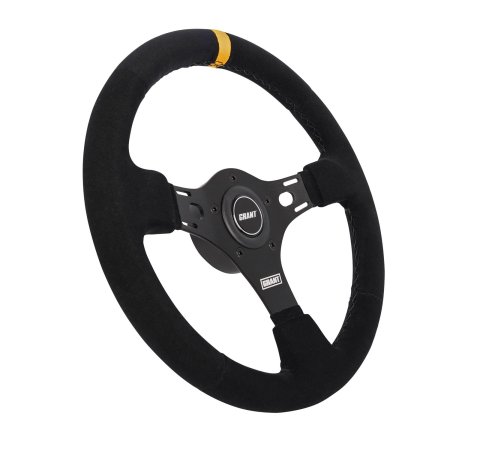 Grant Evolution GT Steering Wheels 1080 Wheel, GT, Aluminum/Black, Vinyl, Leather, Black, 3-Spoke, 13.75 in. Diameter, Each