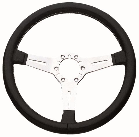 Grant Classic Corvette Steering Wheels for 1963-1982 CORVETTE - 791 Wheel, Corvette, Aluminum, Polished, Leather/Black, 3-Spoke, 14 in. Diameter, 6-Bolt, Each