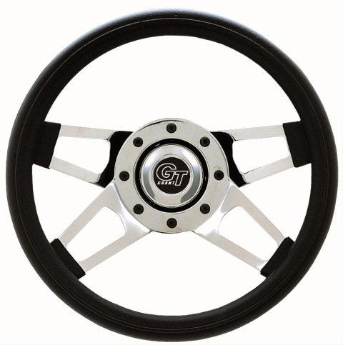 Grant Challenger Steering Wheels 440 Wheel, Challenger, 4-Spokes, Steel, Chrome, Foam Grip, Black, 13.5 in. Diameter, 3-Bolt Mount, Each