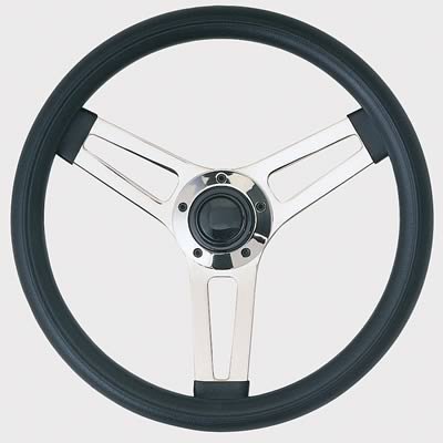 Grant Classic 5 Steering Wheels 990 Wheel, 5, Steel, Chrome, 3-Spoke, Foam Black Grip, 14.5 in. Diameter, 5-Bolt Mount, Each