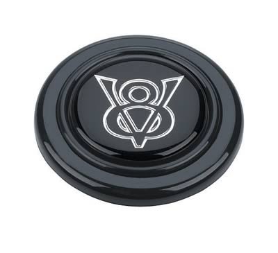Grant Horn Buttons 5662 Button, Plastic, Black, V8 Logo, Signature/Performance/Race Series, Each