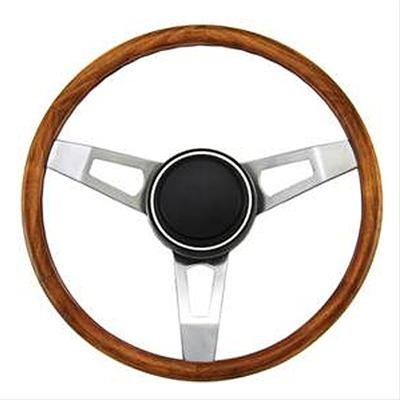 Grant Classic Nostalgia Steering Wheels 246 Wheel, Nostalgia, Aluminum/Nickel Plated, Wood/Walnut, 3-Spoke, 15 in. Diameter, 3-Bolt, Each