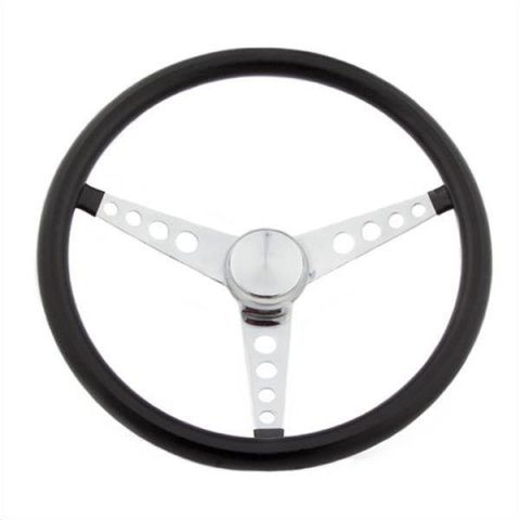 Grant Classic Vinyl Steering Wheels 277 Wheel, Series, Vinyl, Black, Aluminum, Chrome, 3 Spoke, 15 in. Diameter, 3-Bolt Mount, Each