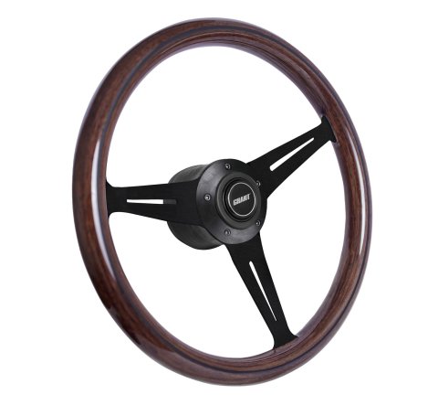Grant Mahogany Steering Wheels 1176 Wheels, Collectors Series, 14.5 in. Diameter, Aluminum, Polished Spokes, Wood Grip, with Horn Button, Each