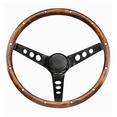 Grant Classic Wood Vintage Steering Wheel 313 Wheel, Series, Wood, Matte Black Spoke, 13.5 in. Diameter, 3.75 in. Dish, 3-Bolt Mount, Each