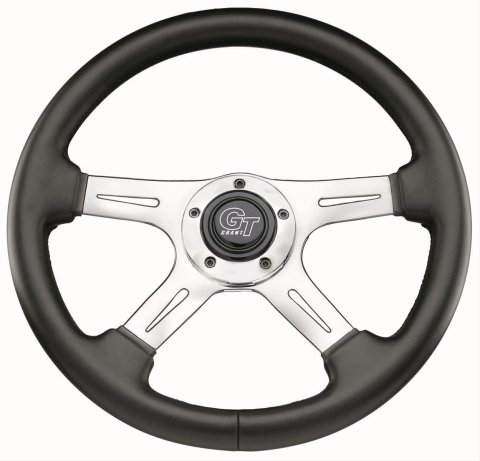 Grant Elite GT Steering Wheels 742 Wheel, GT, Aluminum, Polished, Vinyl/Black, 4-Spoke, 14 in. Diameter, 5-Bolt Mount, Each